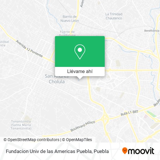 Mapa de Fundacion Univ de las Americas Puebla