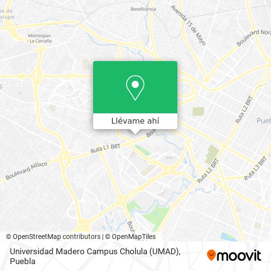 Mapa de Universidad Madero Campus Cholula (UMAD)