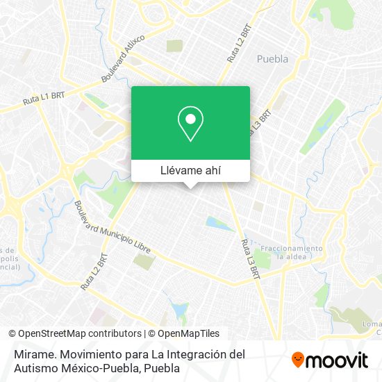 Mapa de Mirame. Movimiento para La Integración del Autismo México-Puebla