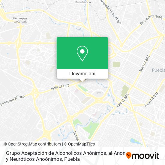 Mapa de Grupo Aceptación de Alcoholicos Anónimos, al-Anon y Neuróticos Anoónimos