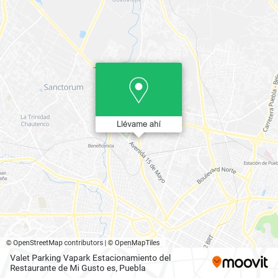 Mapa de Valet Parking Vapark Estacionamiento del Restaurante de Mi Gusto es