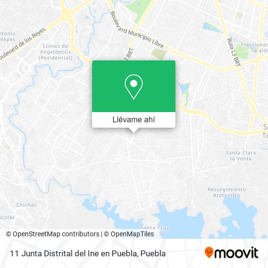 Mapa de 11 Junta Distrital del Ine en Puebla