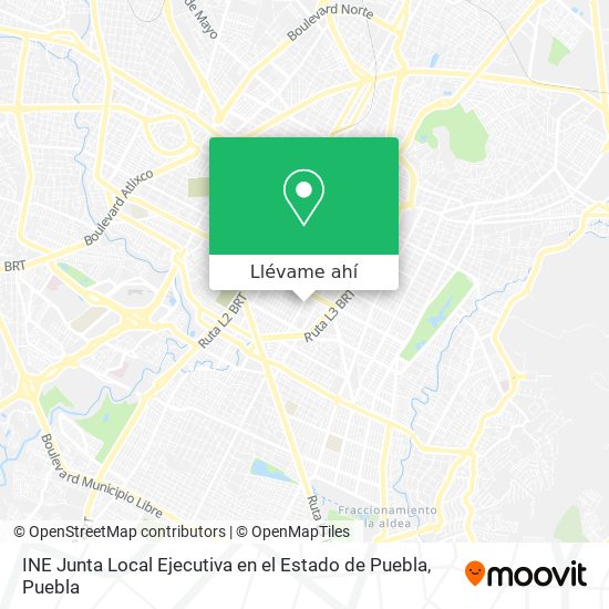 Mapa de INE Junta Local Ejecutiva en el Estado de Puebla