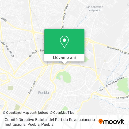 Mapa de Comité Directivo Estatal del Partido Revolucionario Institucional Puebla