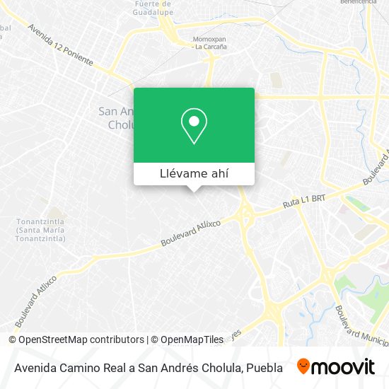 Mapa de Avenida Camino Real a San Andrés Cholula