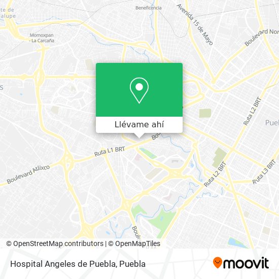 Mapa de Hospital Angeles de Puebla