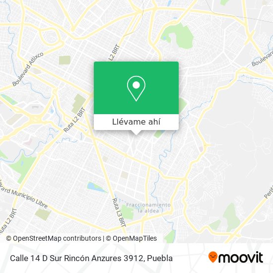 Mapa de Calle 14 D Sur Rincón Anzures 3912
