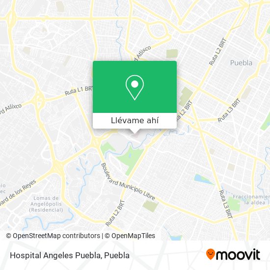 Mapa de Hospital Angeles Puebla