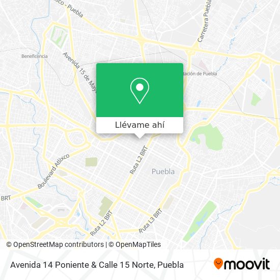 Mapa de Avenida 14 Poniente & Calle 15 Norte