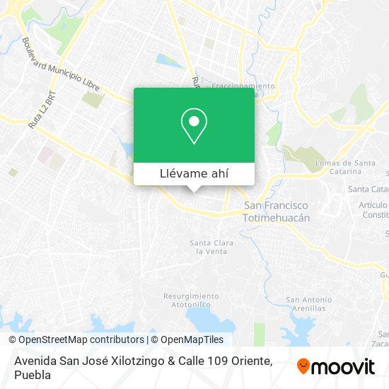 Mapa de Avenida San José Xilotzingo & Calle 109 Oriente