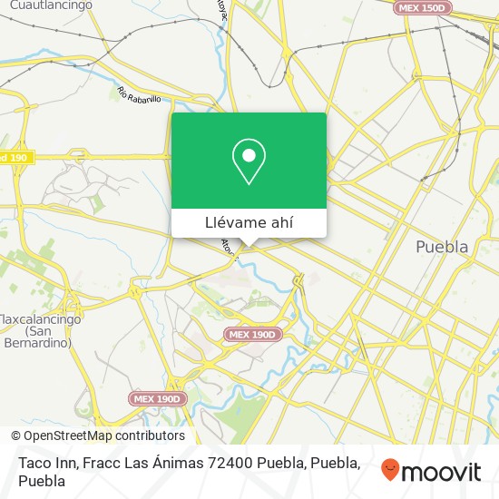 Mapa de Taco Inn, Fracc Las Ánimas 72400 Puebla, Puebla