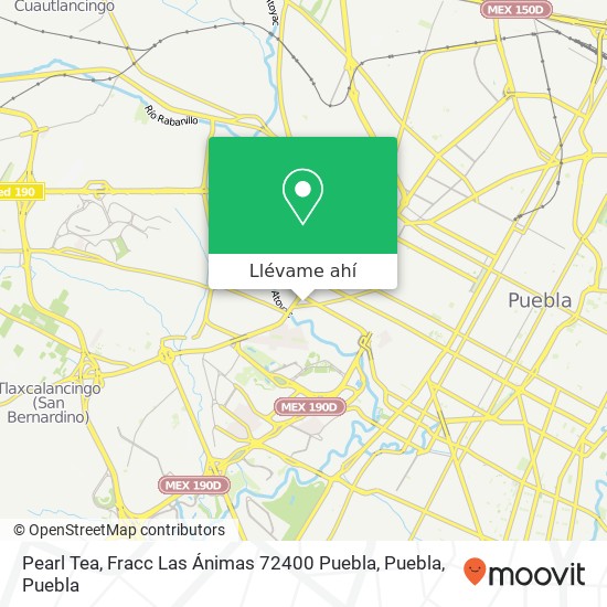 Mapa de Pearl Tea, Fracc Las Ánimas 72400 Puebla, Puebla