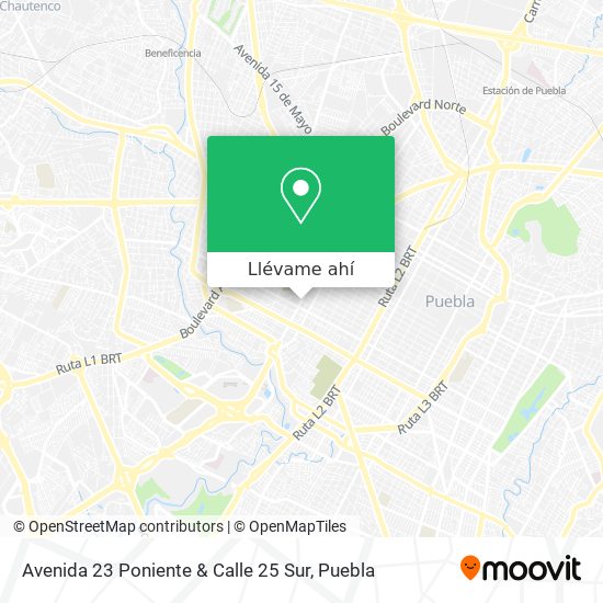 Mapa de Avenida 23 Poniente & Calle 25 Sur