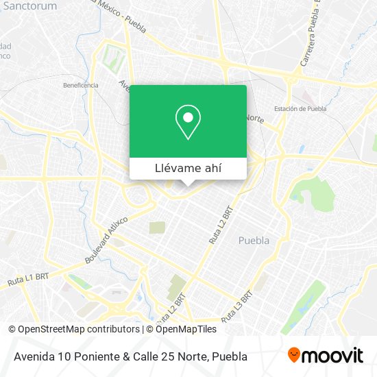 Mapa de Avenida 10 Poniente & Calle 25 Norte