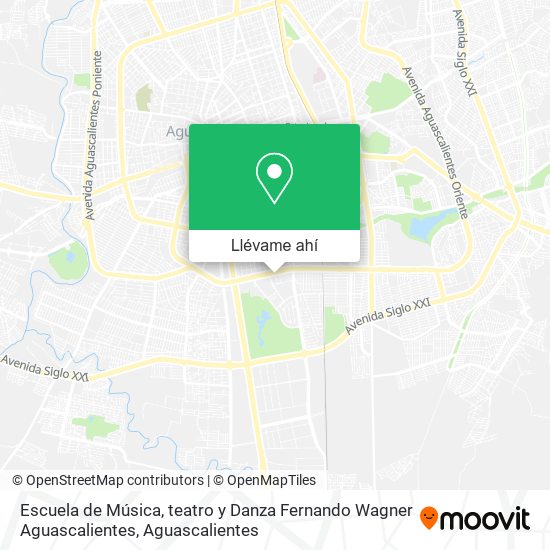 Mapa de Escuela de Música, teatro y Danza Fernando Wagner Aguascalientes