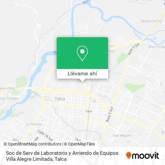 Mapa de Soc de Serv de Laboratorio y Arriendo de Equipos Villa Alegre Limitada