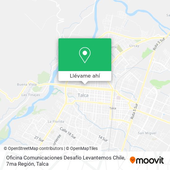 Mapa de Oficina Comunicaciones Desafío Levantemos Chile, 7ma Región