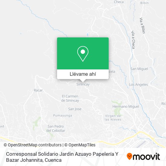 Mapa de Corresponsal Solidario Jardin Azuayo  Papelería Y Bazar Johannita