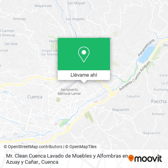 Mapa de Mr. Clean Cuenca Lavado de Muebles y Alfombras en Azuay y Cañar.