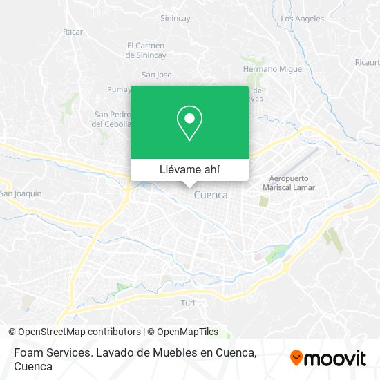 Mapa de Foam Services. Lavado de Muebles en Cuenca