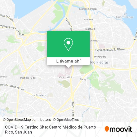 Mapa de COVID-19 Testing Site: Centro Médico de Puerto Rico
