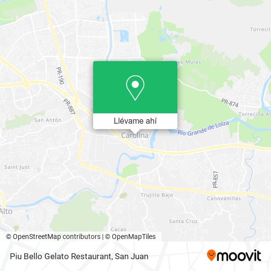 Mapa de Piu Bello Gelato Restaurant