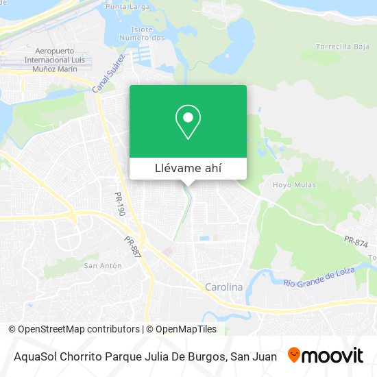 Mapa de AquaSol Chorrito Parque Julia De Burgos