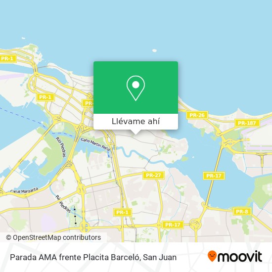 Mapa de Parada AMA frente Placita Barceló