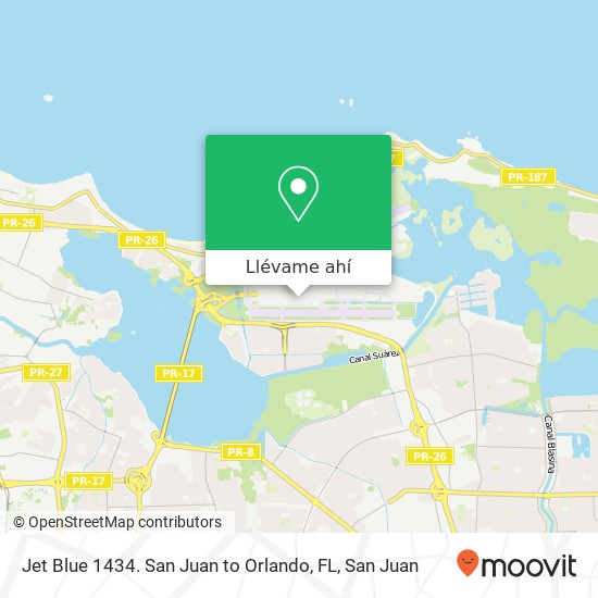 Mapa de Jet Blue 1434. San Juan to Orlando, FL
