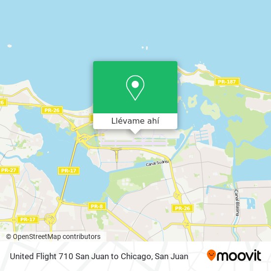 Mapa de United Flight 710 San Juan to Chicago