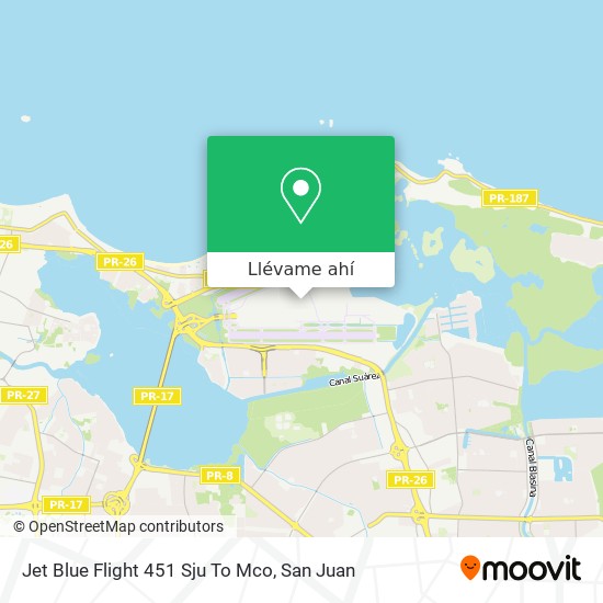 Mapa de Jet Blue Flight 451 Sju To Mco