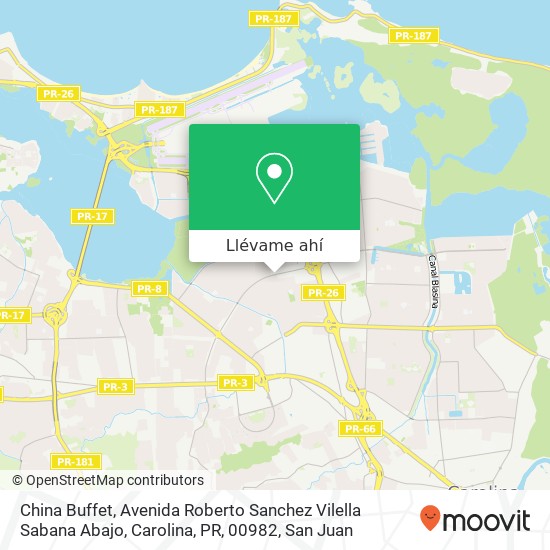 Mapa de China Buffet, Avenida Roberto Sanchez Vilella Sabana Abajo, Carolina, PR, 00982