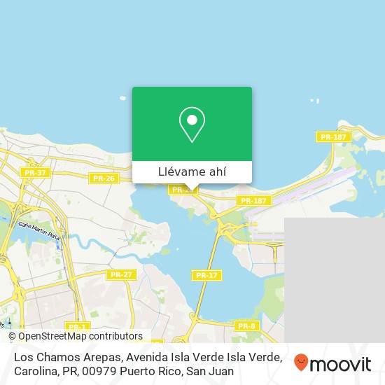 Mapa de Los Chamos Arepas, Avenida Isla Verde Isla Verde, Carolina, PR, 00979 Puerto Rico