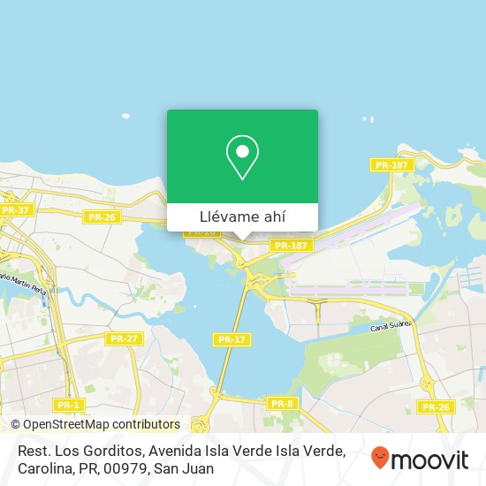 Mapa de Rest. Los Gorditos, Avenida Isla Verde Isla Verde, Carolina, PR, 00979
