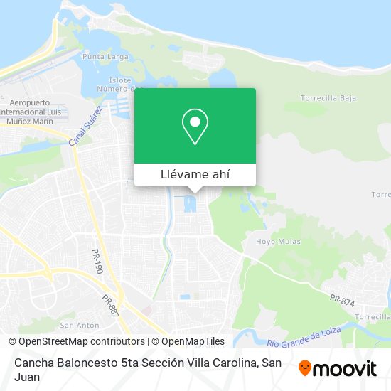 Mapa de Cancha Baloncesto 5ta Sección Villa Carolina