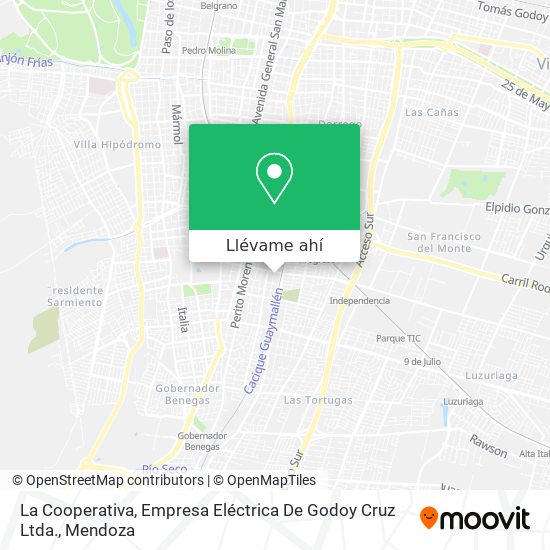 Mapa de La Cooperativa, Empresa Eléctrica De Godoy Cruz Ltda.