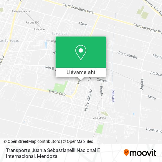 Mapa de Transporte Juan a Sebastianelli Nacional E Internacional