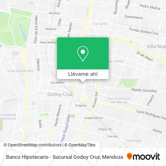 Mapa de Banco Hipotecario - Sucursal Godoy Cruz
