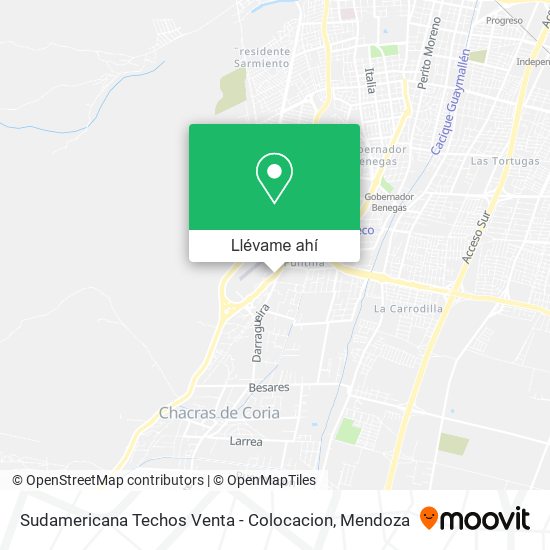 Mapa de Sudamericana Techos Venta - Colocacion