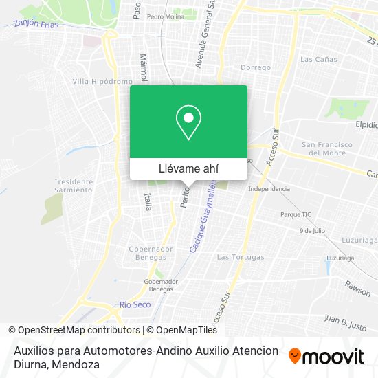 Mapa de Auxilios para Automotores-Andino Auxilio Atencion Diurna