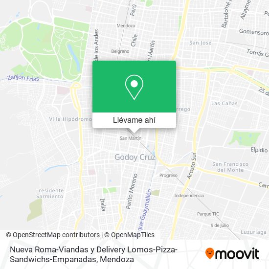 Mapa de Nueva Roma-Viandas y Delivery Lomos-Pizza-Sandwichs-Empanadas