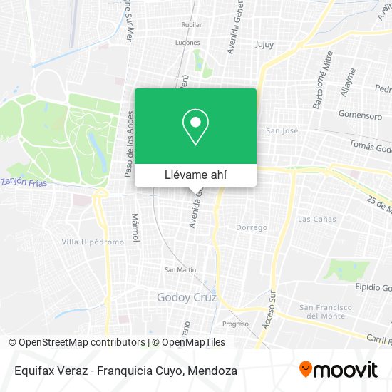 Mapa de Equifax Veraz - Franquicia Cuyo