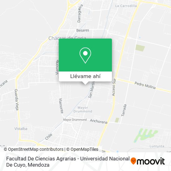 Mapa de Facultad De Ciencias Agrarias - Universidad Nacional De Cuyo