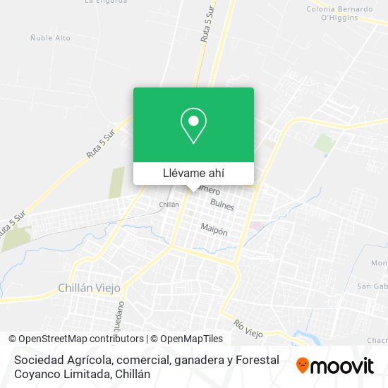 Mapa de Sociedad Agrícola, comercial, ganadera y Forestal Coyanco Limitada