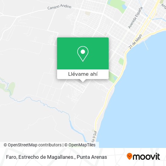 Mapa de Faro, Estrecho de Magallanes.