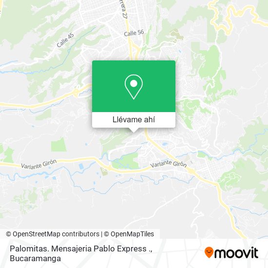 Mapa de Palomitas. Mensajeria Pablo Express .
