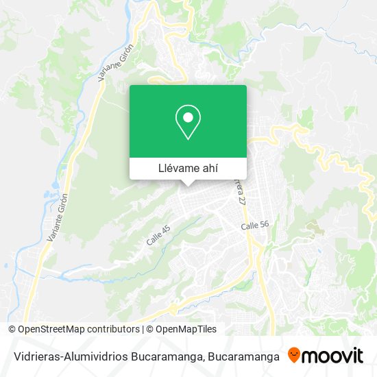Mapa de Vidrieras-Alumividrios Bucaramanga