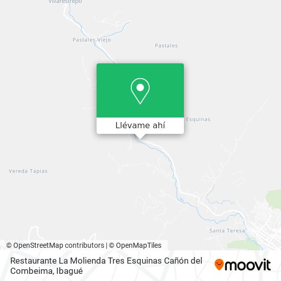 Mapa de Restaurante La Molienda Tres Esquinas Cañón del Combeima