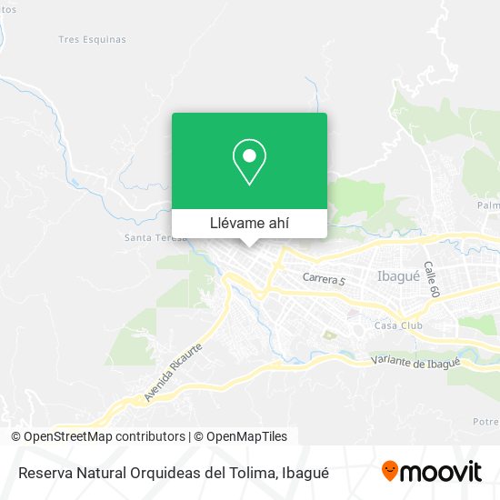 Mapa de Reserva Natural Orquideas del Tolima