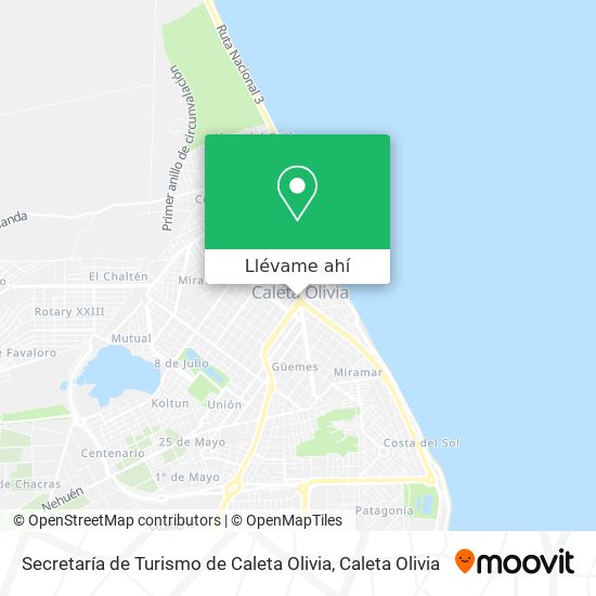 Mapa de Secretaría de Turismo de Caleta Olivia